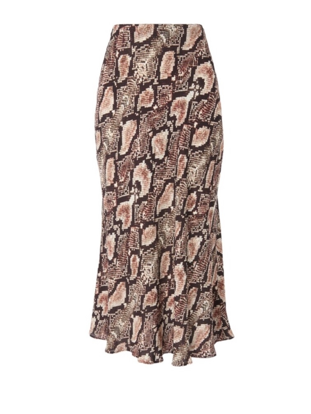 Snake Print Midi Skirt in Brown and Cream